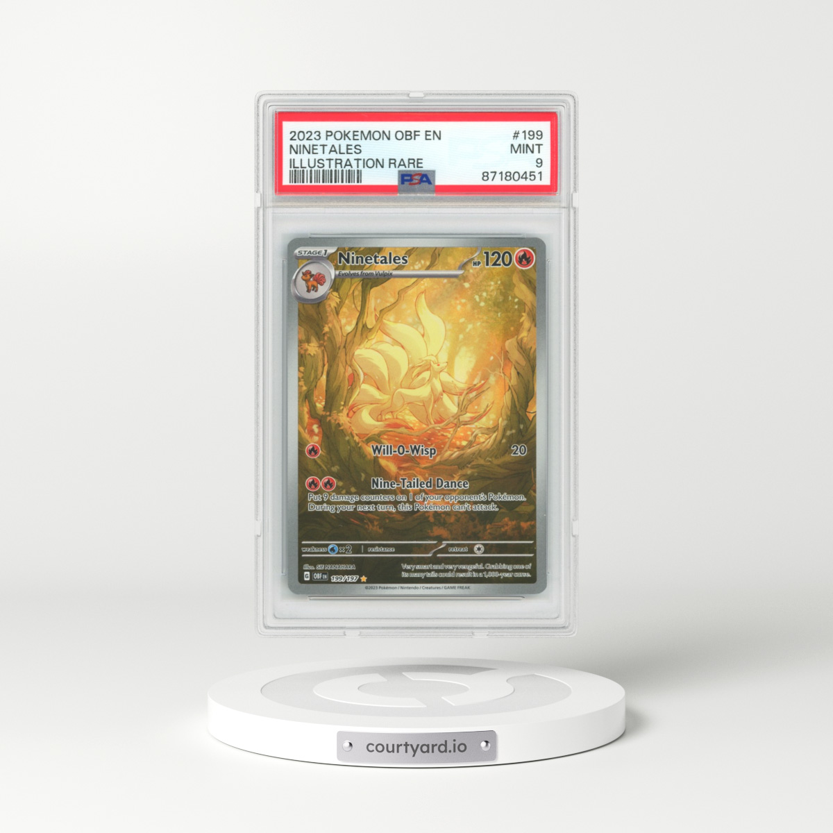 2023 Obsidian Flames #199 Ninetales - Full Art Holo (PSA 9 MINT)