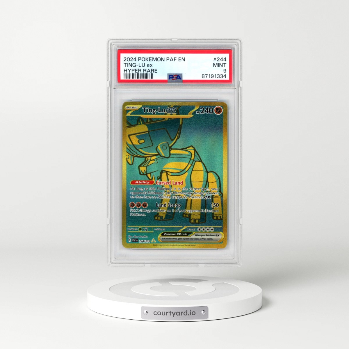 2024 Pokémon Paf EN-Paldean Fates #244 Ting-LU EX - Holo Hyper Rare (PSA 9 MINT)
