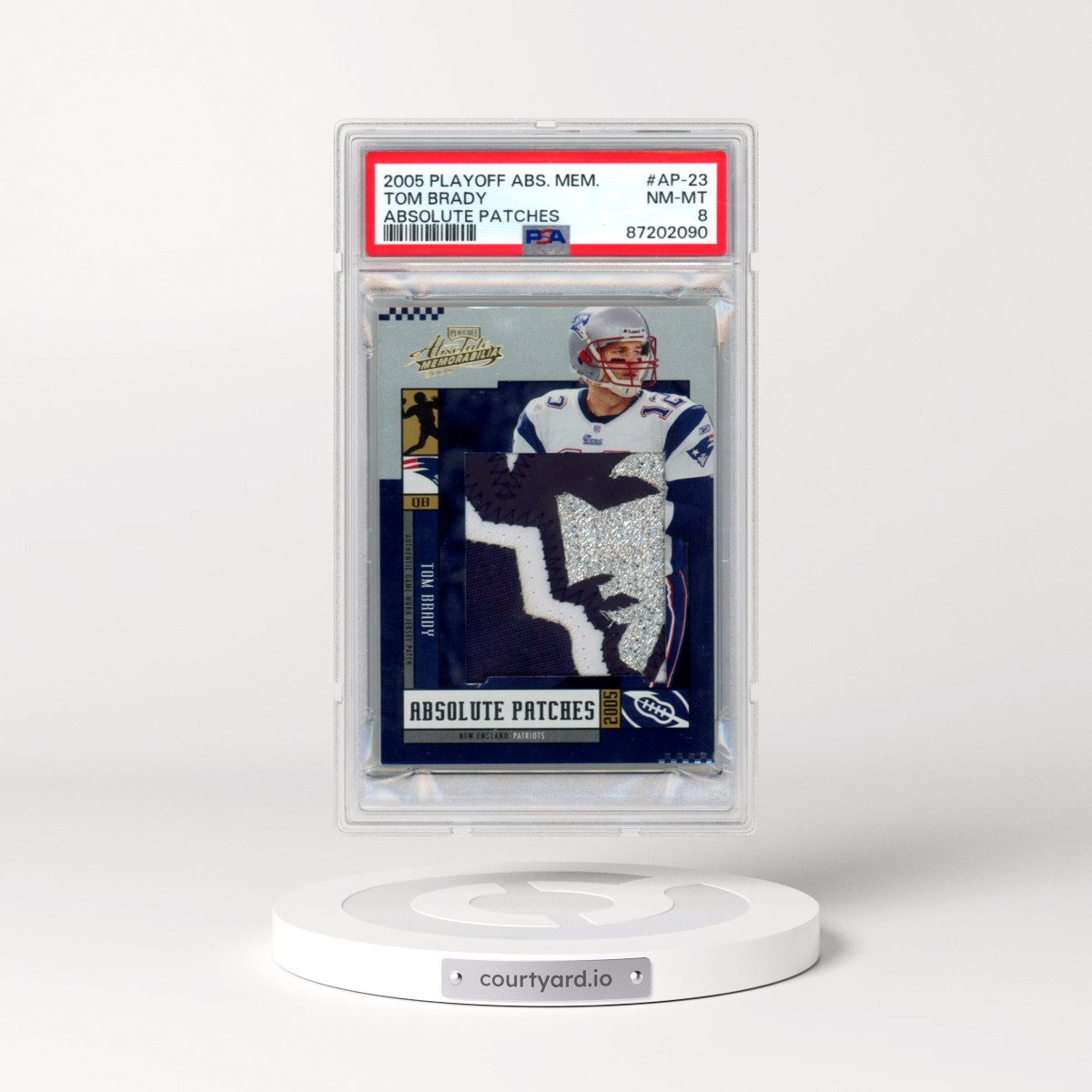 2005 Playoff Absolute Memorabilia Absolute Patches #AP-23 Tom Brady (PSA 8 NM-MT)