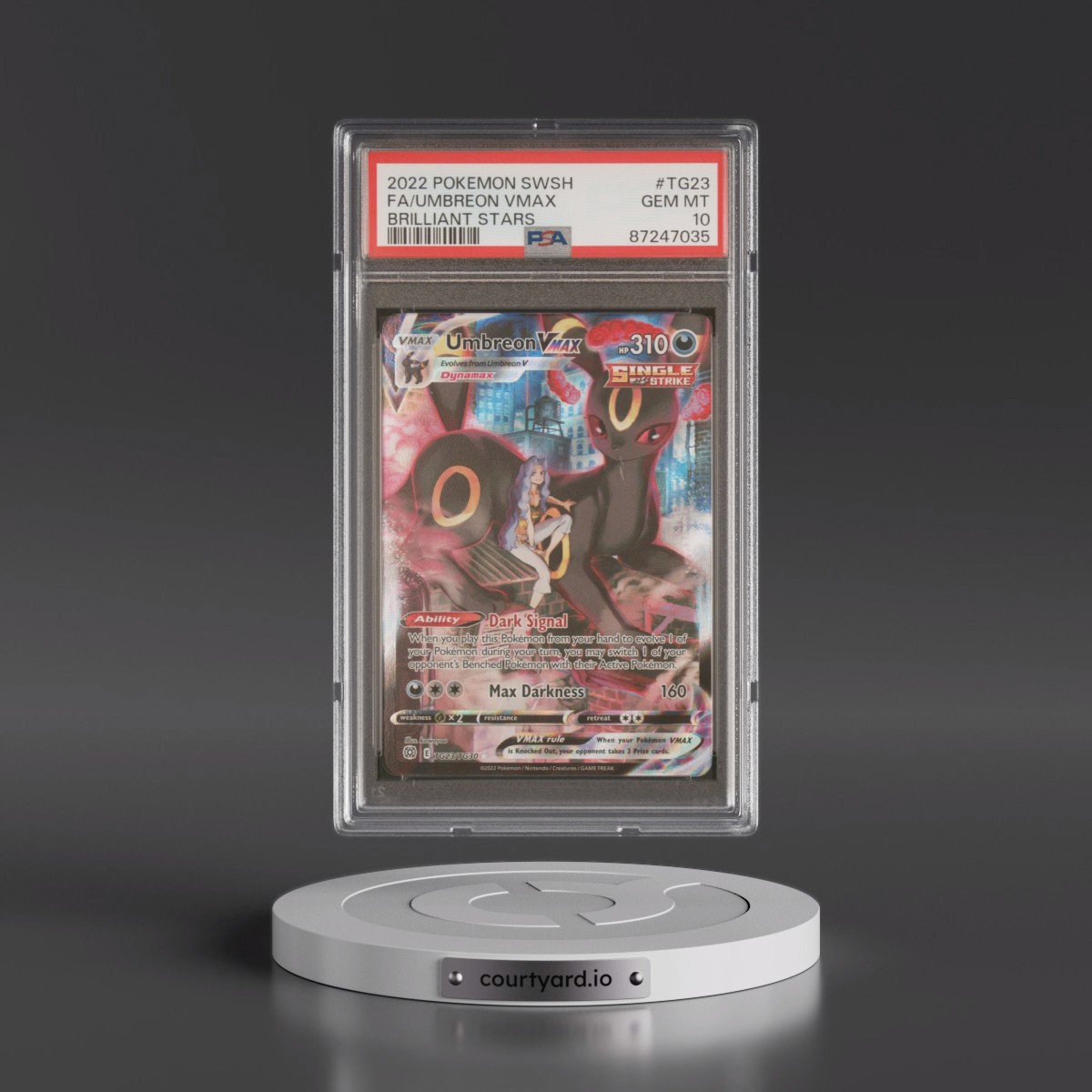 2022 Pokémon Sword & Shield Brilliant Stars #TG23 Umbreon Vmax - Full Art (PSA 10 GEM MINT)