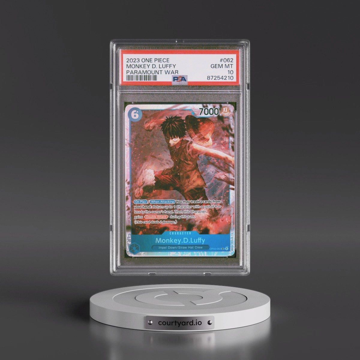 2023 One Piece OP02-Paramount War #062 Monkey D. Luffy (PSA 10 GEM MINT)