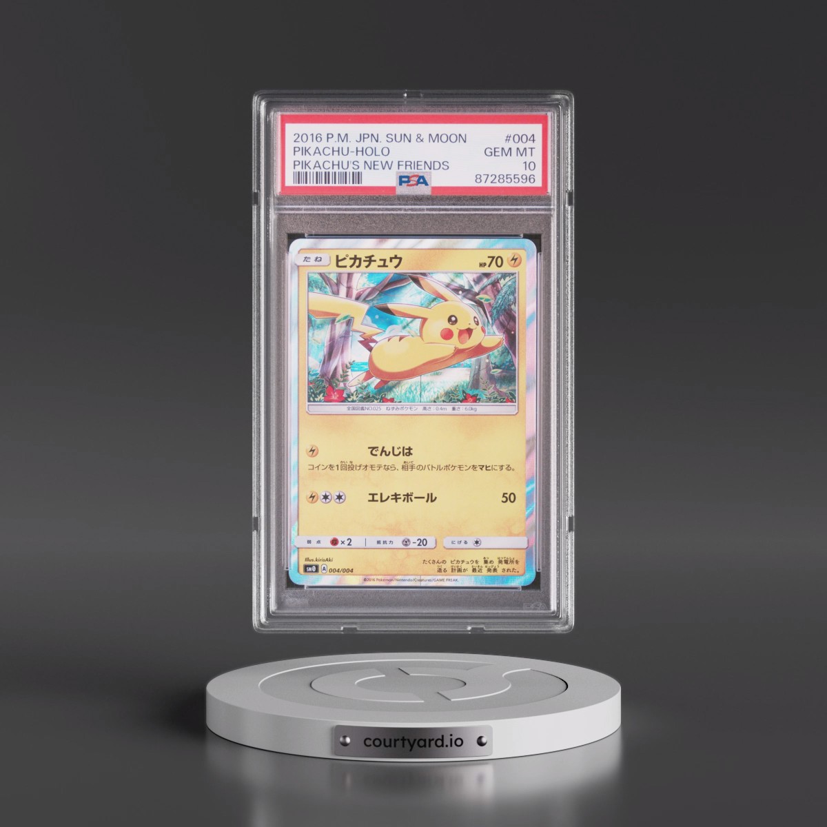 2016 Pokémon Sun & Moon Pikachu's New Friends #004 Pikachu - Holo (PSA 10 GEM MINT)