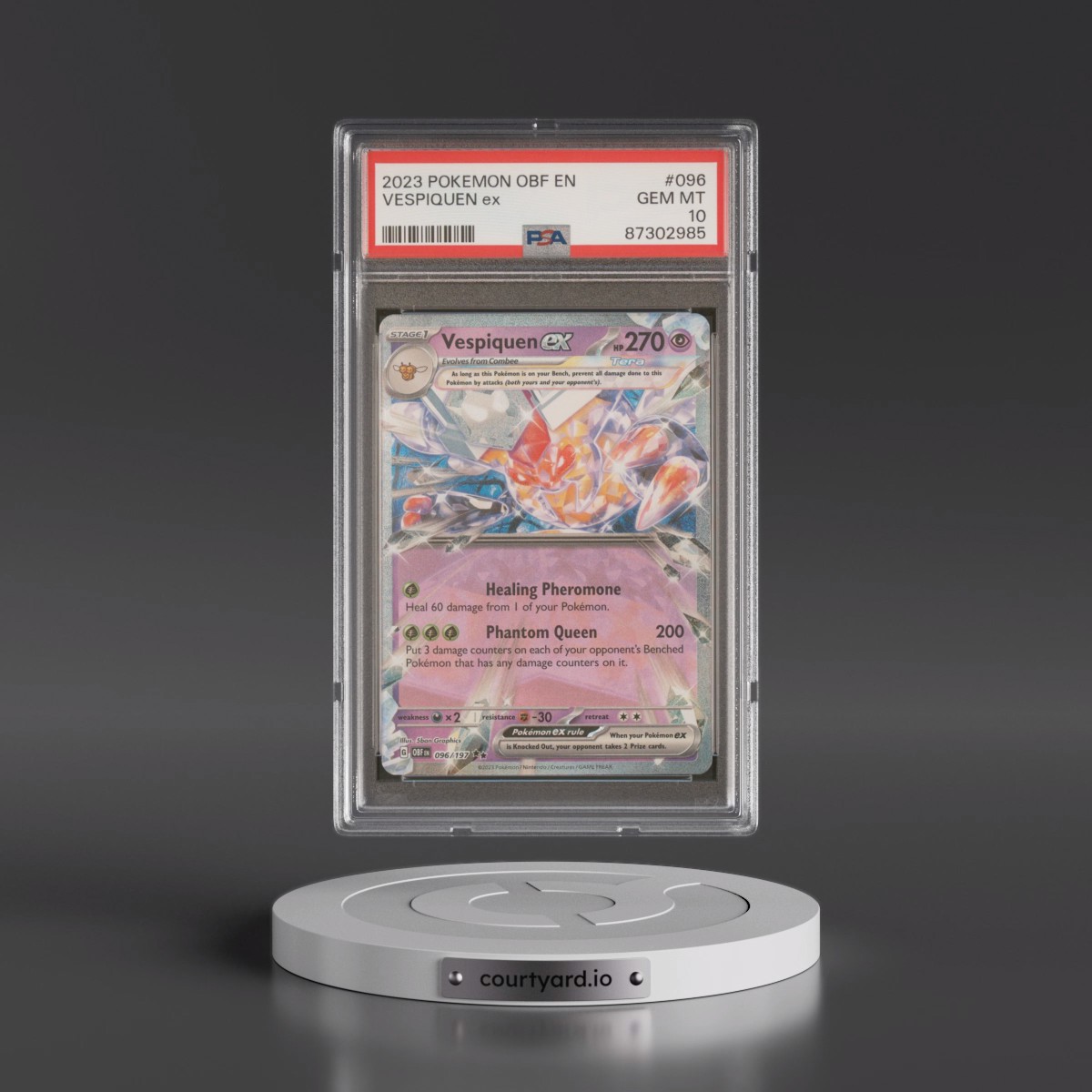 2023 Pokémon Obf EN-Obsidian Flames #096 Vespiquen EX - Holo (PSA 10 GEM MINT)
