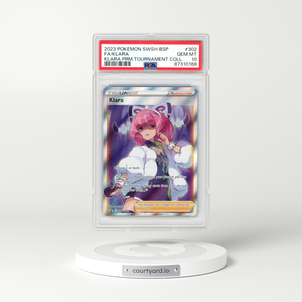2023 Pokémon Swsh Black Star Promo #302 Klara - Full Art Klara Premium Tournament Collection (PSA 10 GEM MINT)