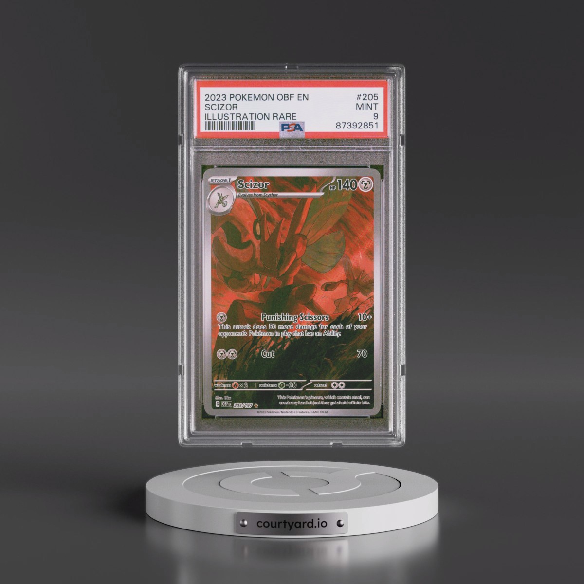 2023 Pokémon Obf EN-Obsidian Flames #205 Scizor - Illustration Rare (PSA 9 MINT)