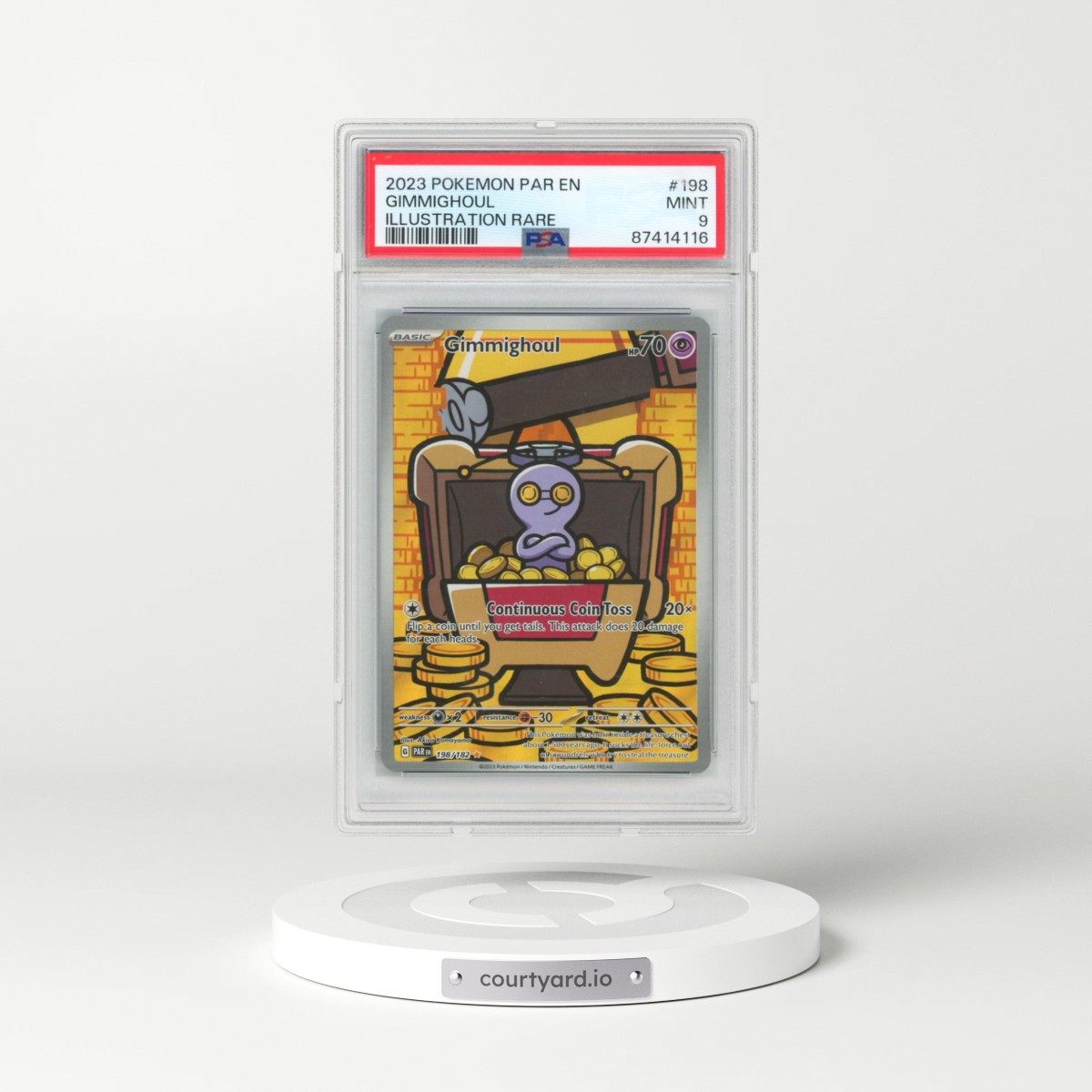 2023 Pokémon Par EN-Paradox Rift #198 Gimmighoul - Illustration Rare (PSA 9 MINT)