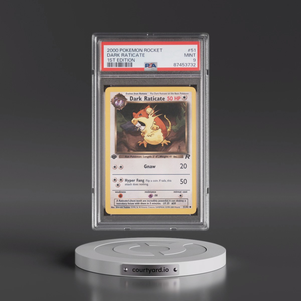 2000 Pokémon Rocket #51 Dark Raticate - 1st Edition (PSA 9 MINT)
