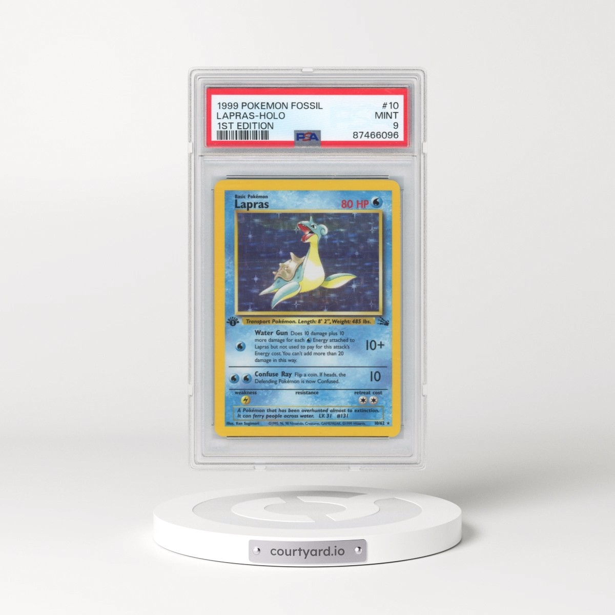 1999 Pokémon Fossil #10 Lapras - 1st Edition Holo (PSA 9 MINT)
