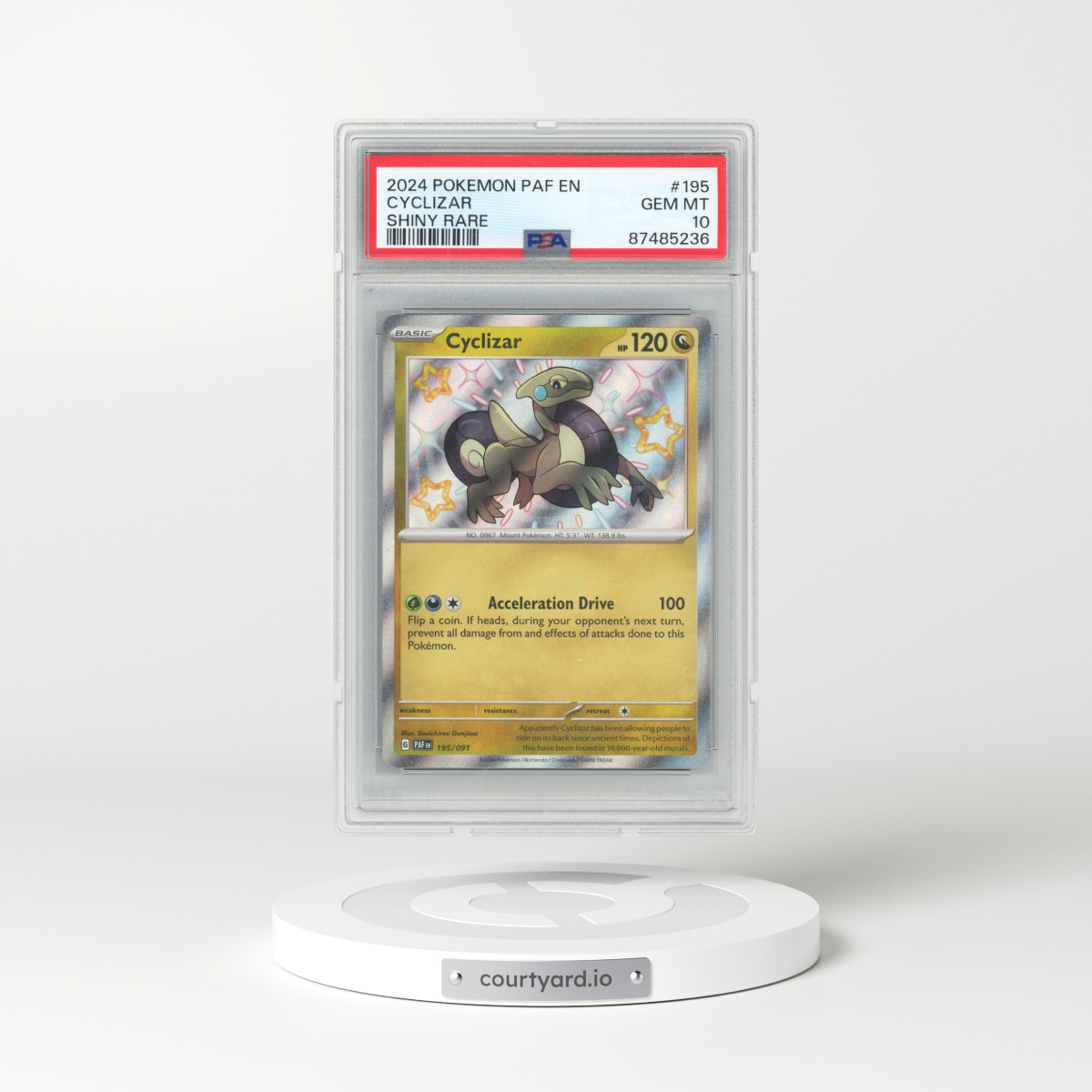 2024 Pokémon Paf EN-Paldean Fates #195 Cyclizar - Shiny Rare (PSA 10 GEM MINT)