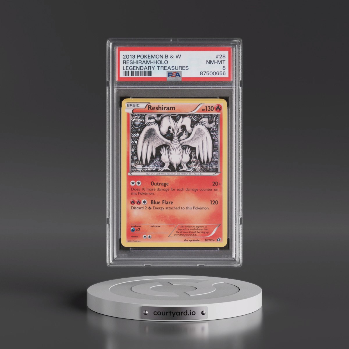 2013 Pokémon Black & White Legendary Treasures #28 Reshiram - Holo (PSA 8 NM-MT)
