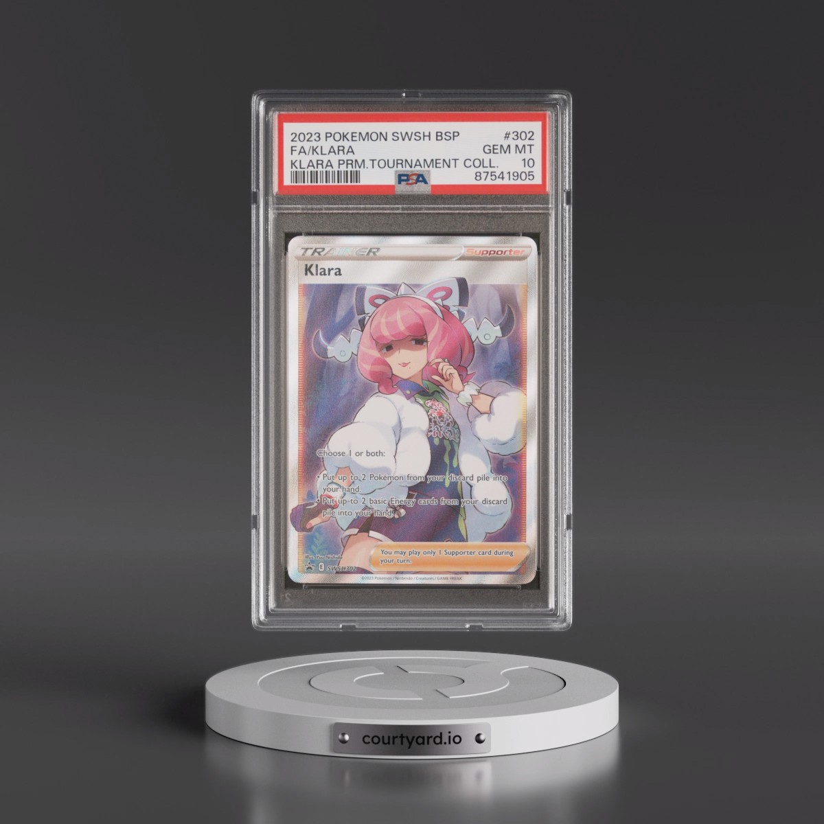 2023 Pokémon Swsh Black Star Promo #302 Klara - Full Art Klara Premium Tournament Collection (PSA 10 GEM MINT)