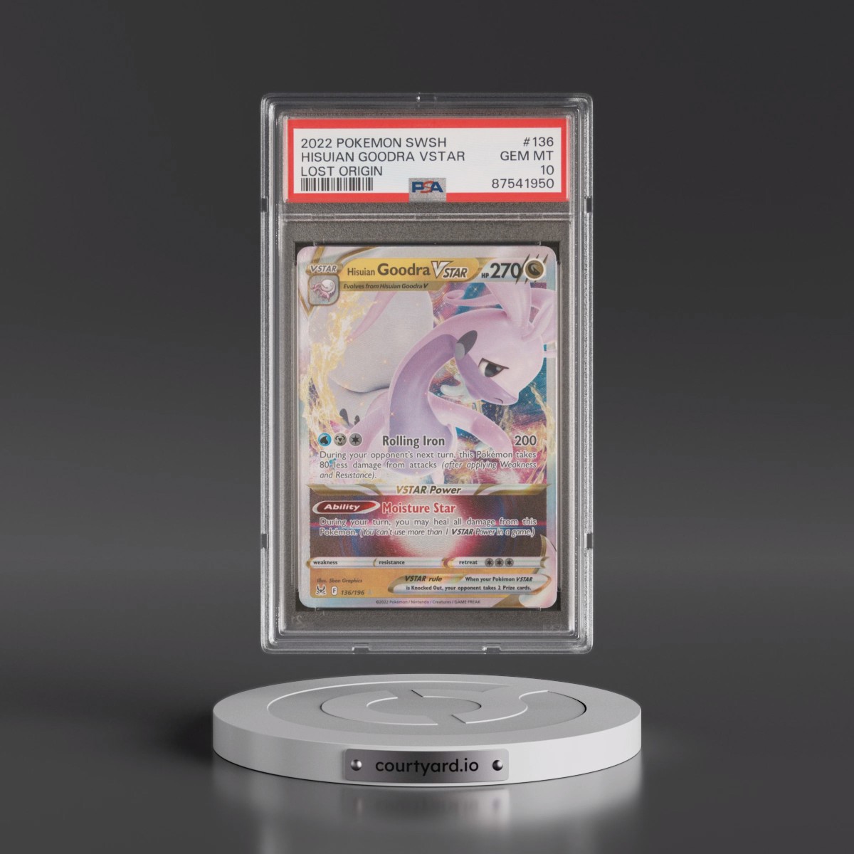 2022 Pokémon Sword & Shield Lost Origin #136 Hisuian Goodra Vstar (PSA 10 GEM MINT)