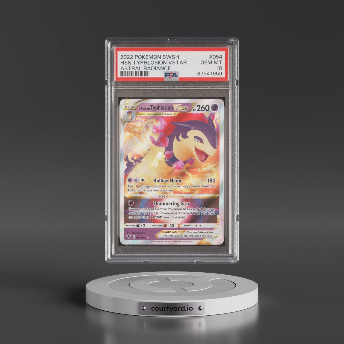 2022 Pokémon Sword & Shield Astral Radiance #054 Hisuian Typhlosion Vstar (PSA 10 GEM MINT)