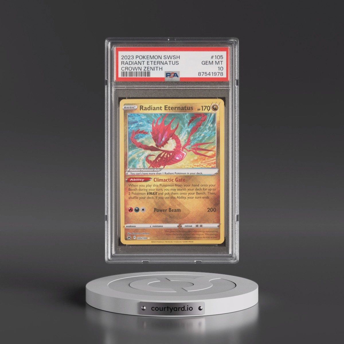 2023 Pokémon Sword and Shield Crown Zenith #105 Radiant Eternatus - Holo (PSA 10 GEM MINT)