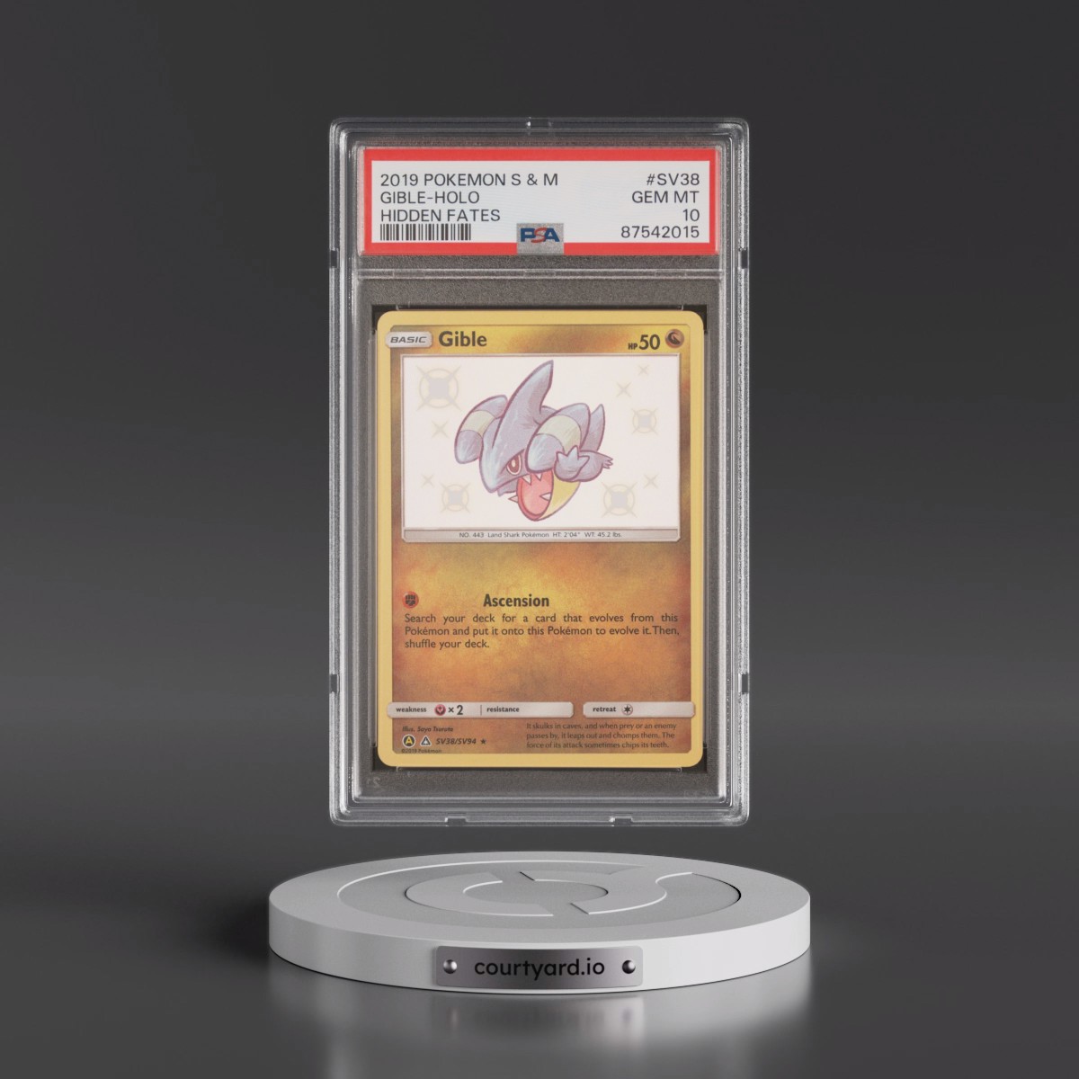2019 Pokémon Sun & Moon Hidden Fates #SV38 Gible - Holo (PSA 10 GEM MINT)