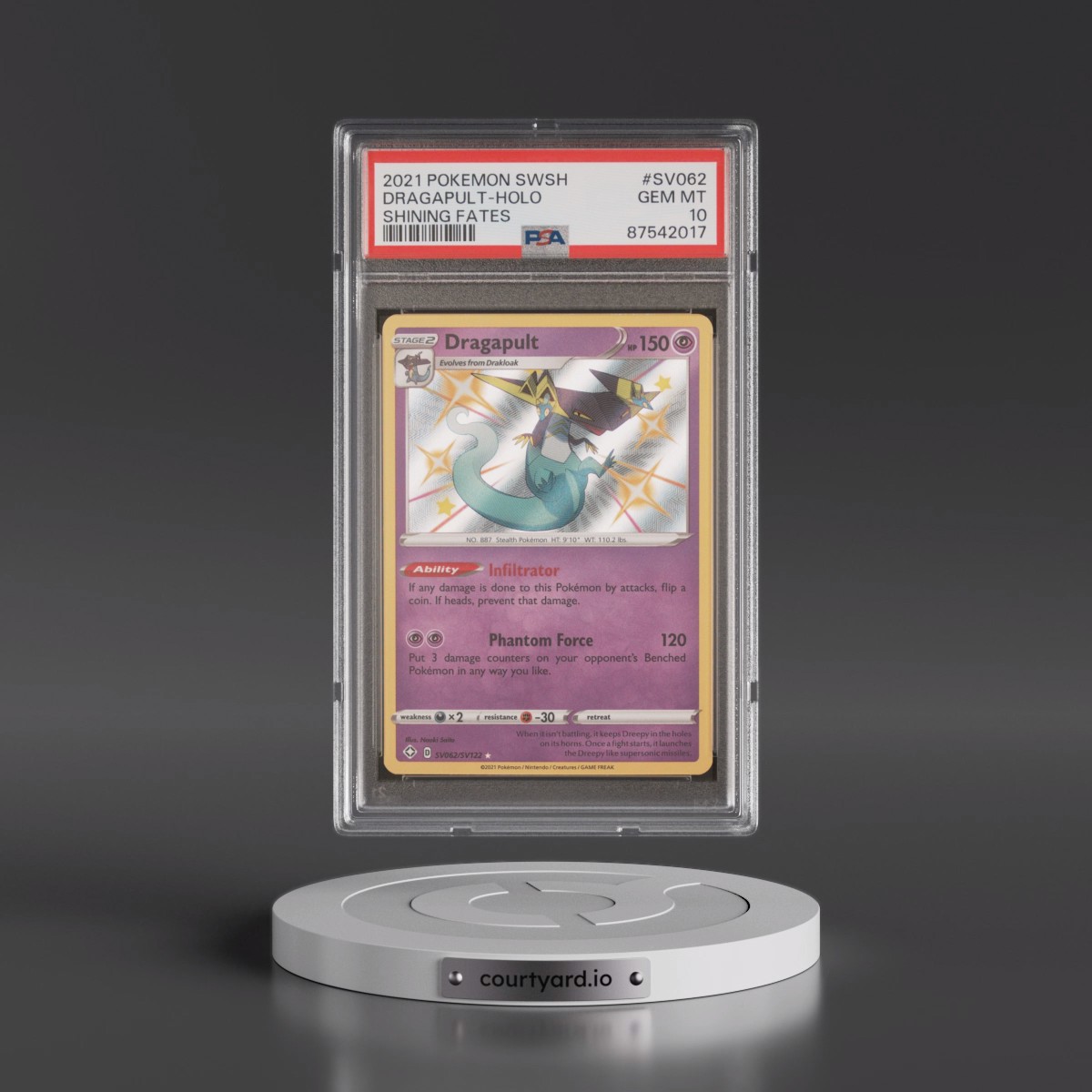 2021 Pokémon Sword & Shield Shining Fates #SV062 Dragapult - Holo (PSA 10 GEM MINT)