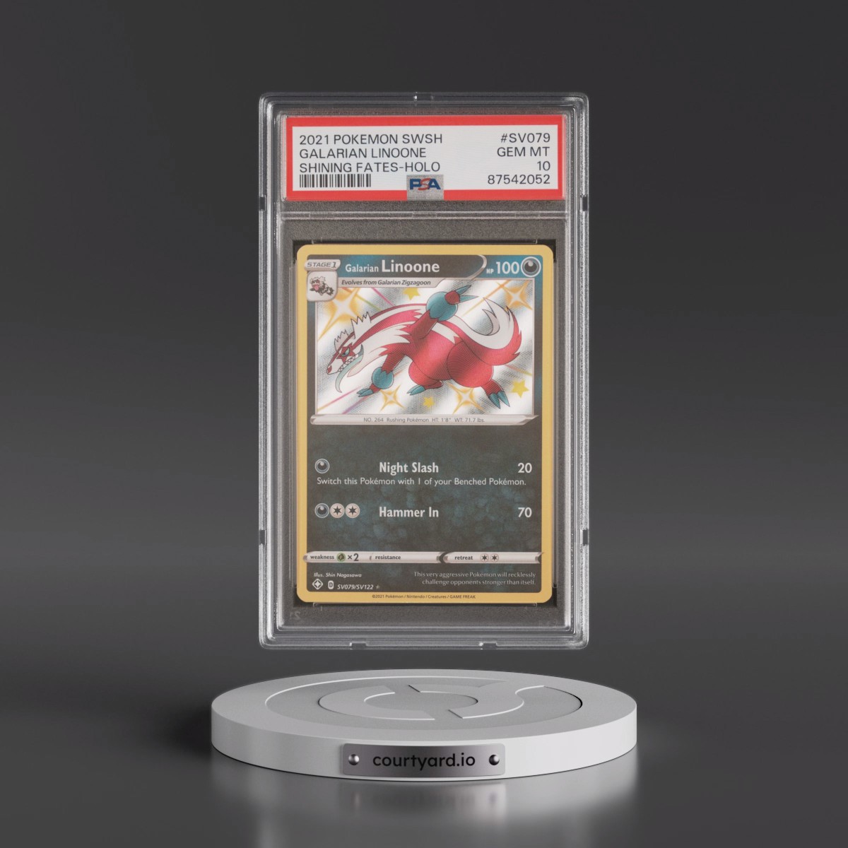 2021 Pokémon Sword & Shield Shining Fates #SV079 Galarian Linoone - Holo (PSA 10 GEM MINT)