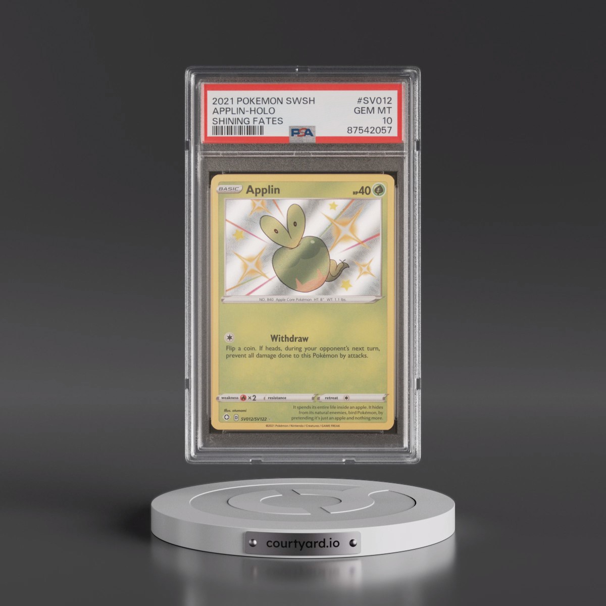 2021 Pokémon Sword & Shield Shining Fates #SV012 Applin - Holo (PSA 10 GEM MINT)