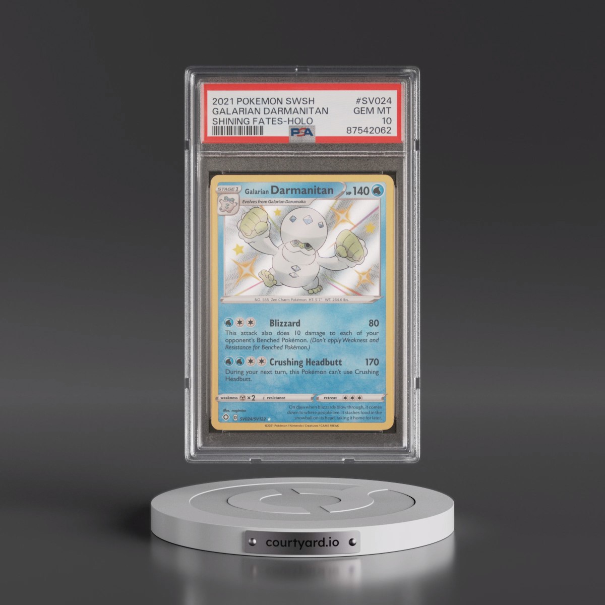 2021 Pokémon Sword & Shield Shining Fates #SV024 Galarian Darmanitan - Holo (PSA 10 GEM MINT)