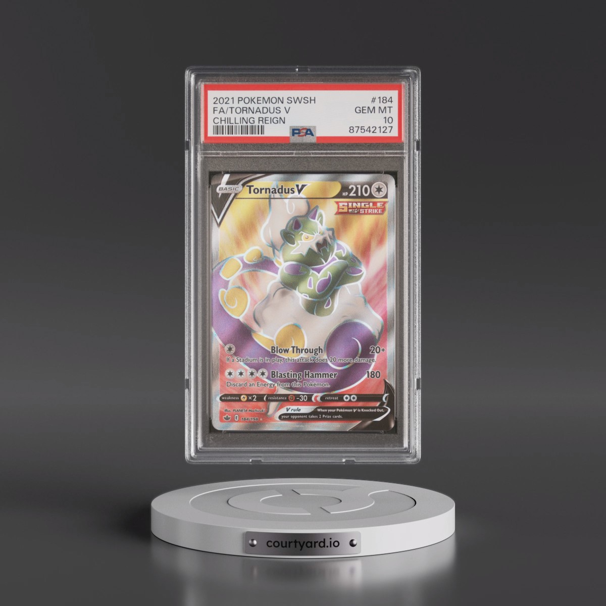 2021 Pokémon Sword & Shield Chilling Reign #184 Tornadus V - Holo Full Art (PSA 10 GEM MINT)