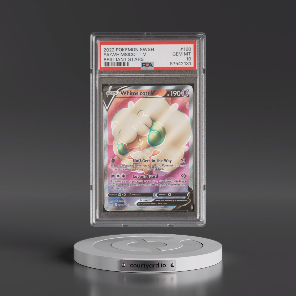 2022 Pokémon Sword & Shield Brilliant Stars #160 Whimsicott V - Holo Full Art (PSA 10 GEM MINT)