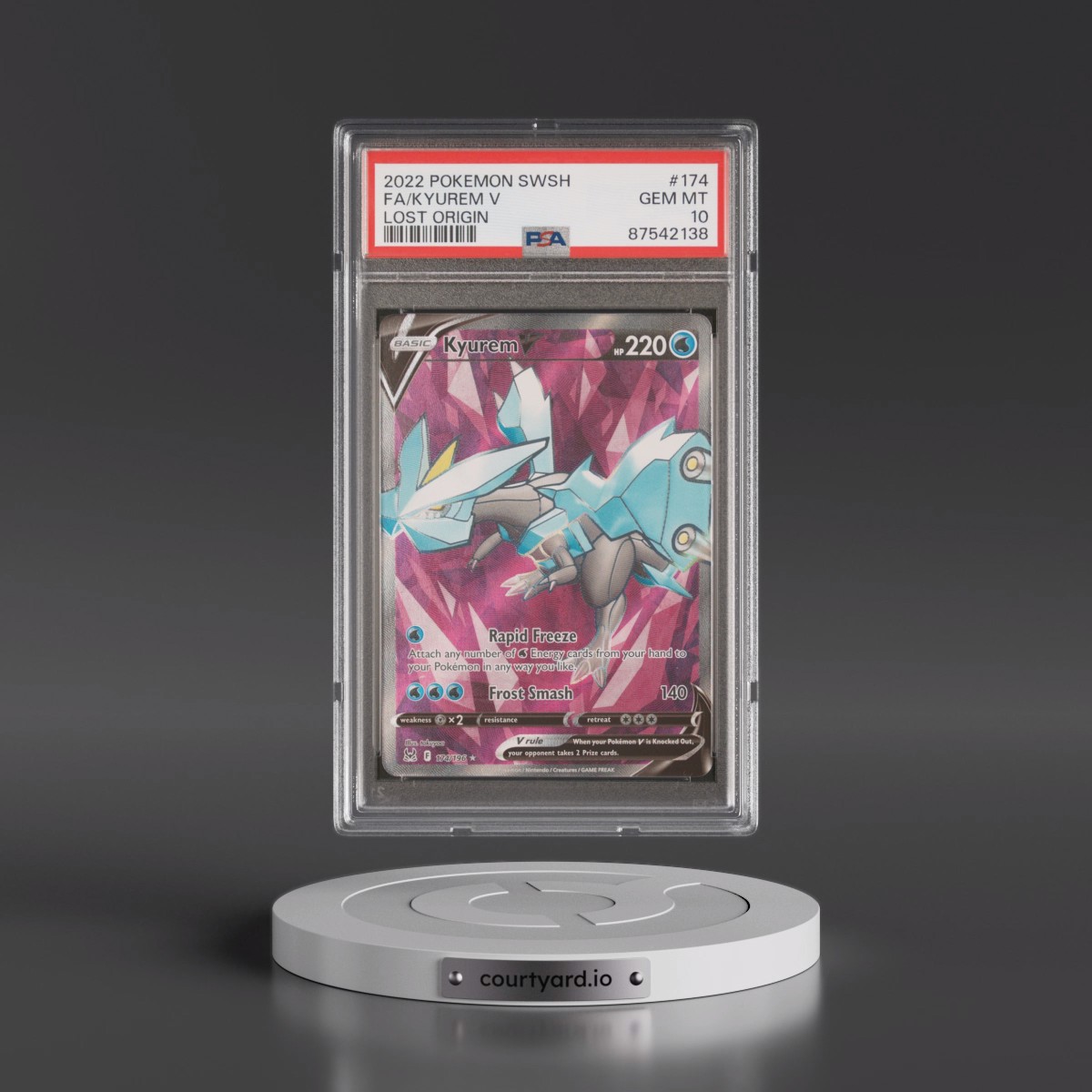 2022 Pokémon Sword & Shield Lost Origin #174 Kyurem V - Holo Full Art (PSA 10 GEM MINT)