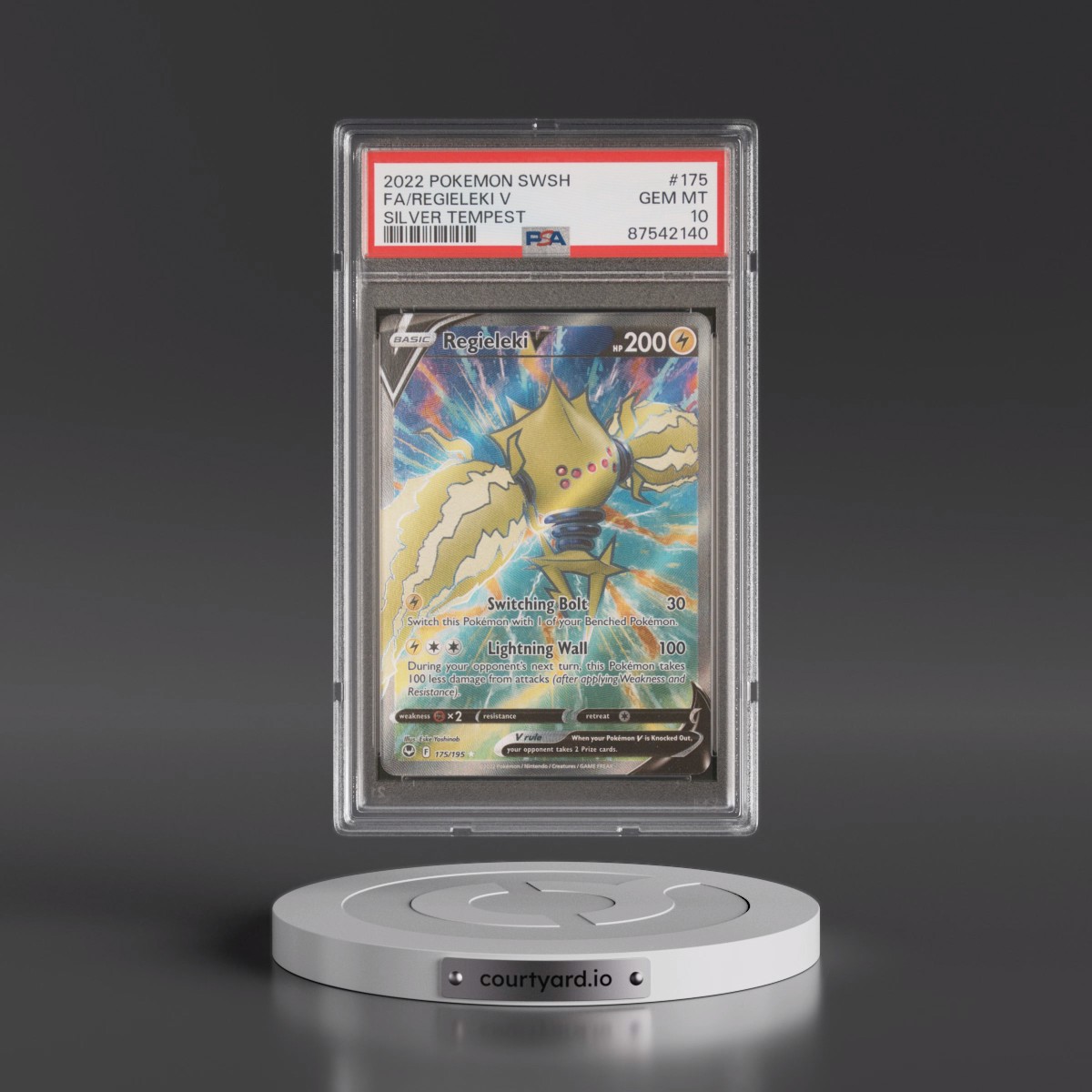 2022 Pokémon Sword & Shield Silver Tempest #175 Regieleki V - Holo Full Art (PSA 10 GEM MINT)