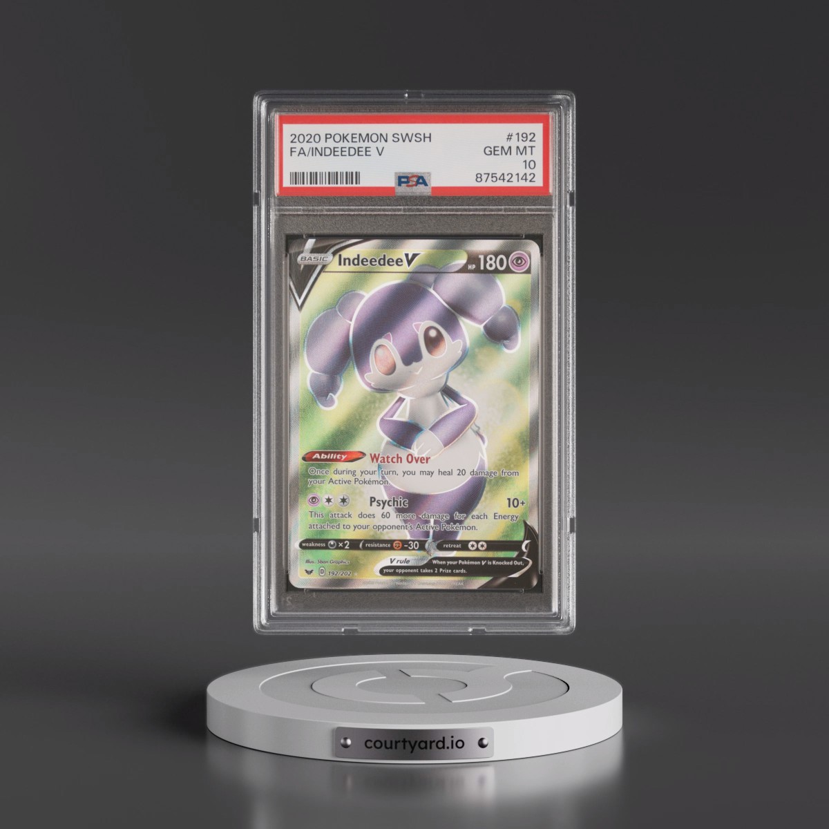 2020 Pokémon Sword & Shield #192 Indeedee V - Holo Full Art (PSA 10 GEM MINT)