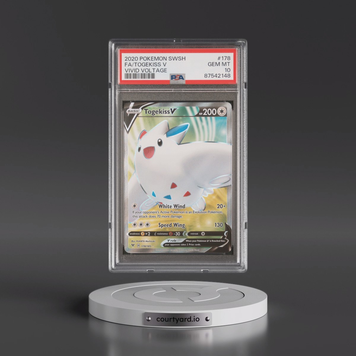 2020 Pokémon Sword & Shield Vivid Voltage #178 Togekiss V - Holo Full Art (PSA 10 GEM MINT)
