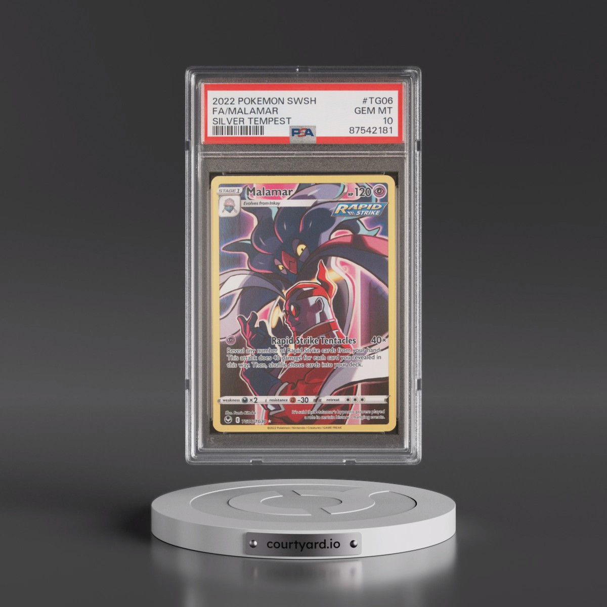 2022 Pokémon Sword & Shield Silver Tempest #TG06 Malamar - Full Art (PSA 10 GEM MINT)