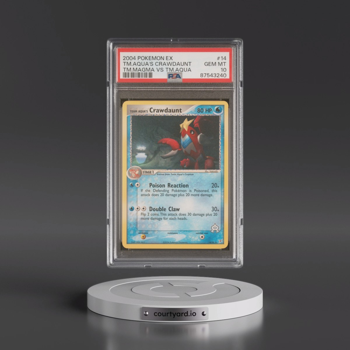 2004 Pokémon EX Team Magma VS Team Aqua #14 Team Aqua's Crawdaunt (PSA 10 GEM MINT)