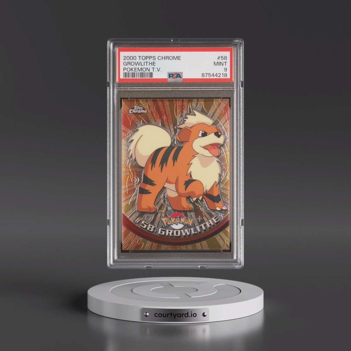 2000 Topps Chrome Pokémon T.V. #58 Growlithe (PSA 9 MINT)