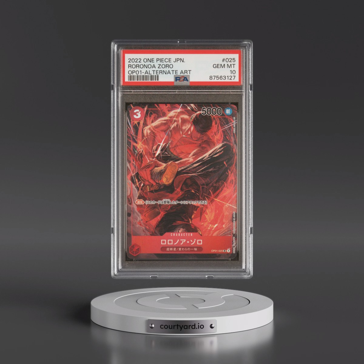 2022 One Piece Japanese Romance Dawn #025 Roronoa Zoro - Alternate Art (PSA 10 GEM MINT)