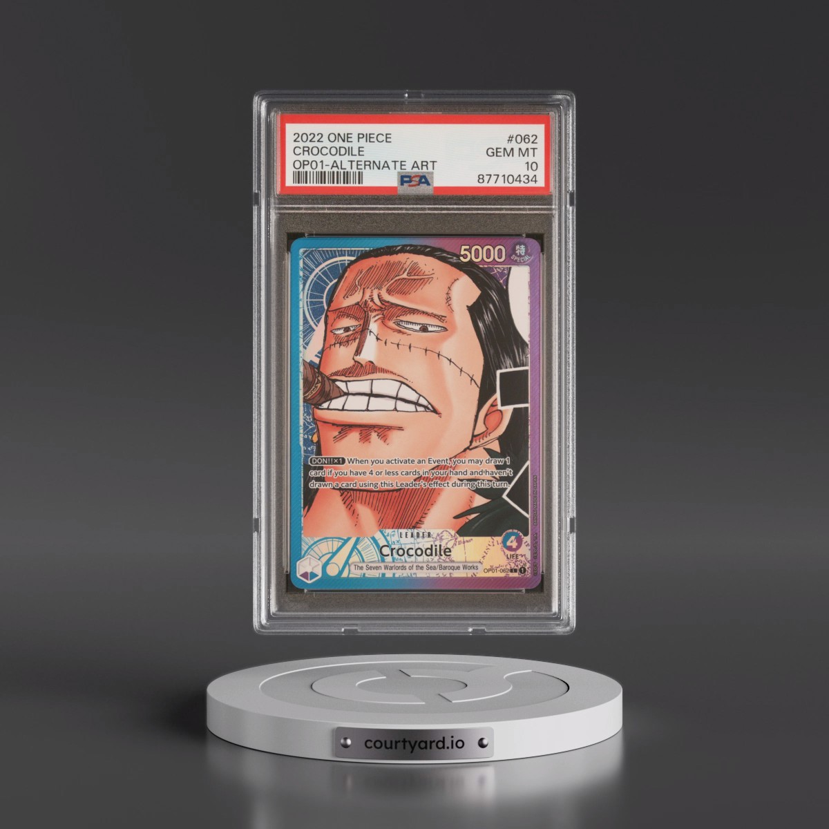 2022 One Piece OP01-Romance Dawn #062 Crocodile - Alternate Art (PSA 10 GEM MINT)