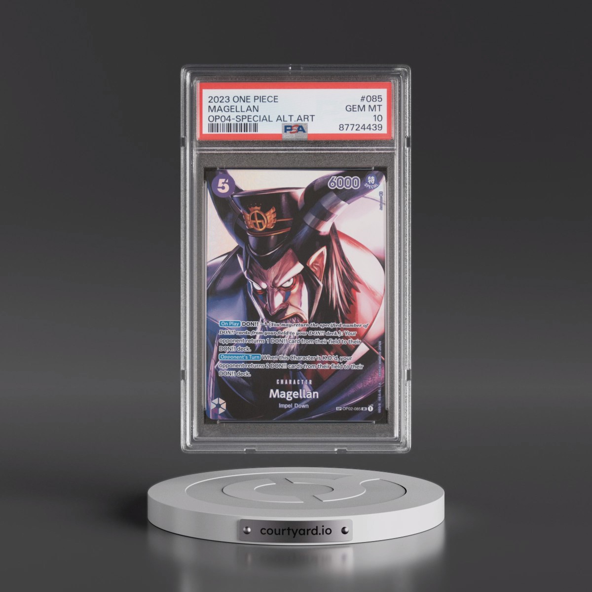 2023 One Piece OP04-Kingdoms of Intrigue #085 Magellan - Special Alternate Art (PSA 10 GEM MINT)