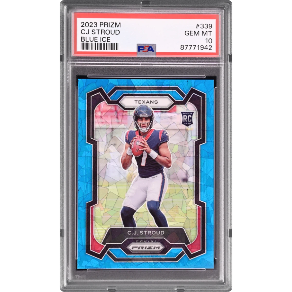 2023 Panini Prizm #339 CJ Stroud - Blue Ice (PSA 10 GEM MINT)