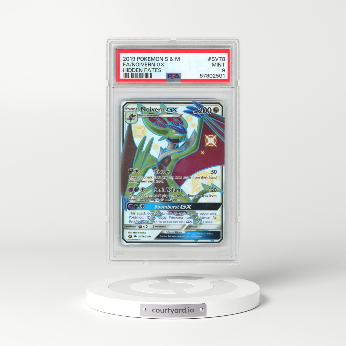 2019 Pokémon Sun & Moon Hidden Fates #SV78 Noivern GX - Holo Full Art (PSA 9 MINT)