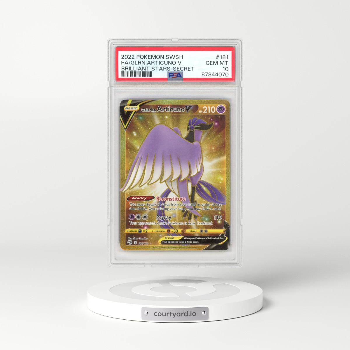 2022 Brilliant Stars #181 Galarian Articuno V (PSA 10 GEM MINT)