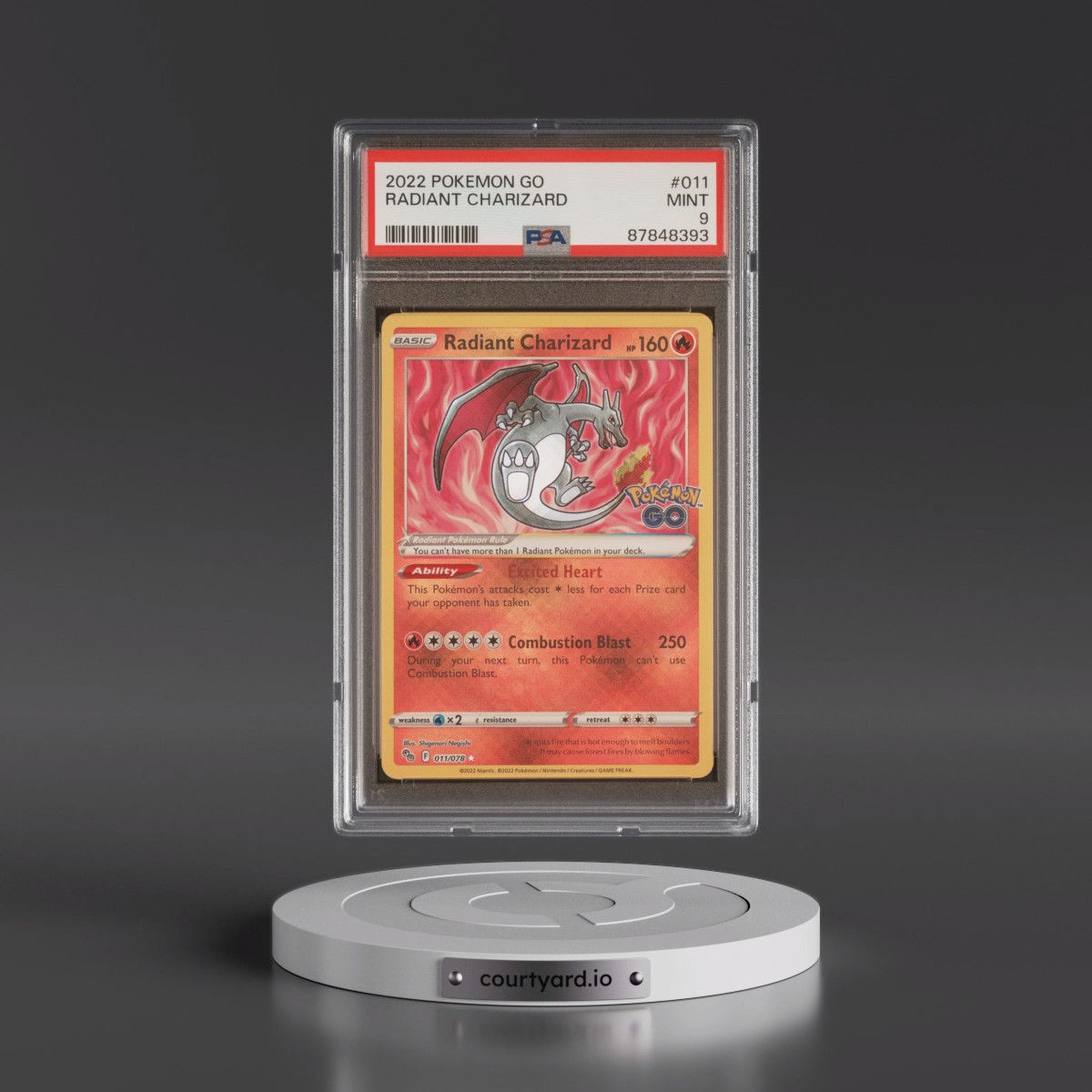 2022 Pokémon Go #011 Radiant Charizard - Holo (PSA 9 MINT)
