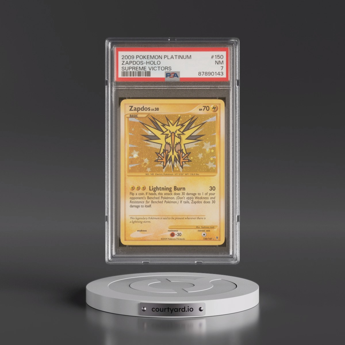 2009 Pokémon Platinum Supreme Victors #150 Zapdos - Holo (PSA 7 NM)