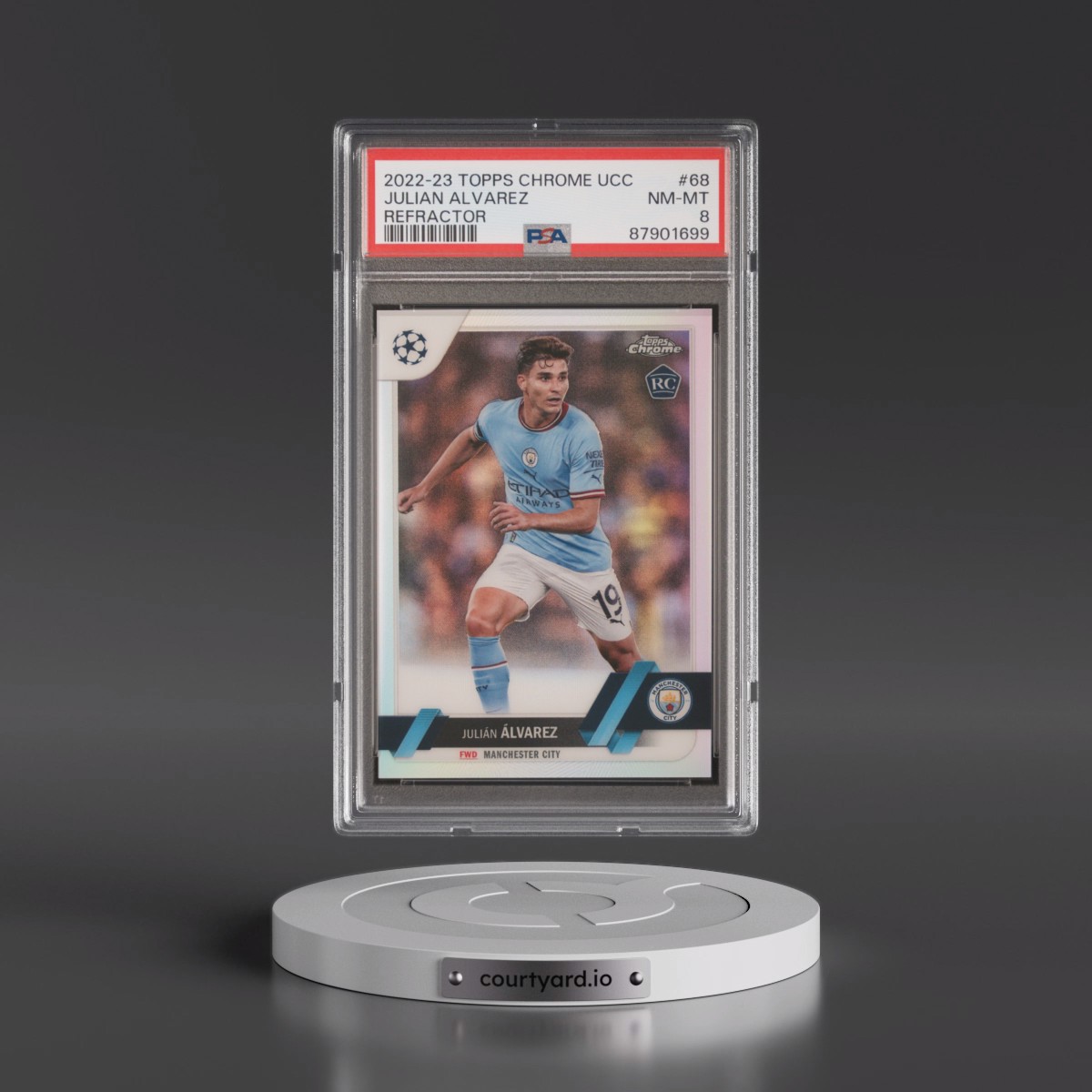 2022 Topps Chrome UEFA Club Competitions Julian Alvarez - Refractor #68 PSA 8