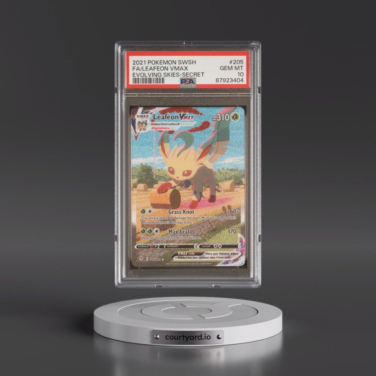 2021 Pokémon Sword & Shield Evolving Skies #205 Leafeon Vmax - Full Art Secret (PSA 10 GEM MINT)