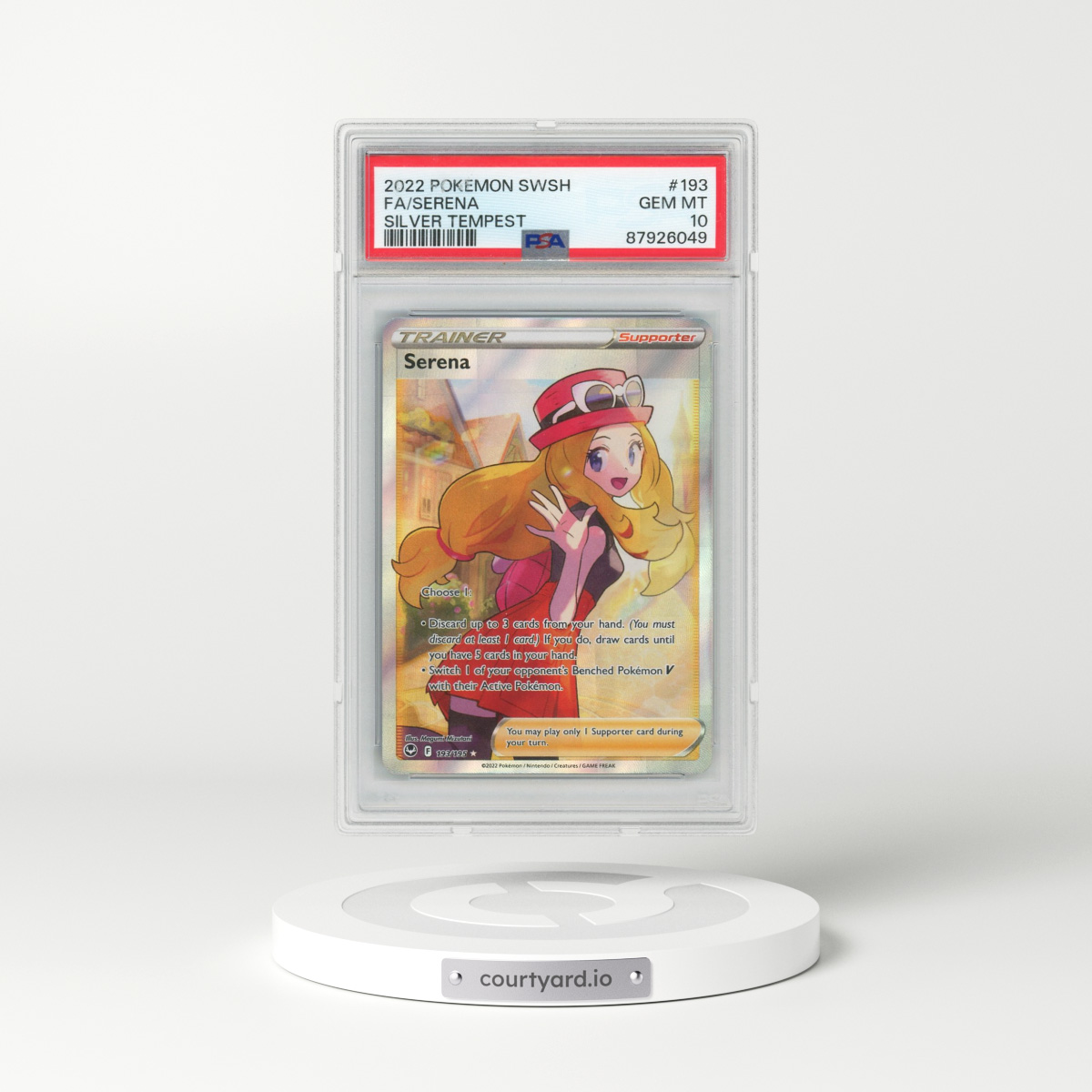 2022 Pokémon Sword & Shield Silver Tempest #193 Serena - Full Art (PSA 10 GEM MINT)