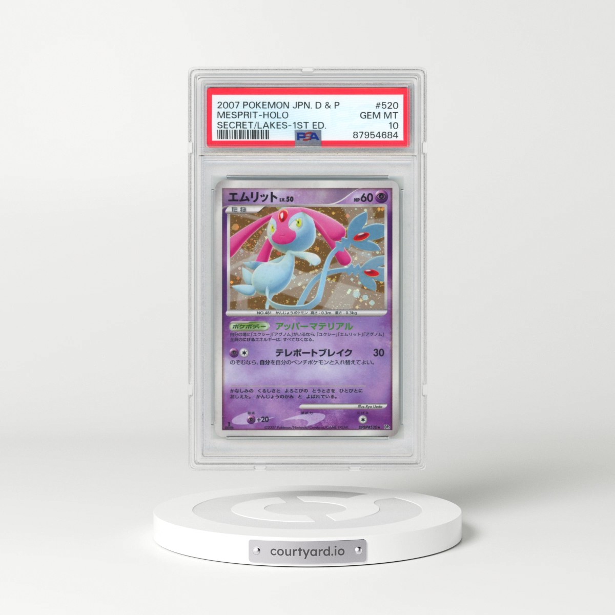 2007 Pokémon Diamond & Pearl Secret of the Lakes #520 Mesprit - 1st Edition Holo (PSA 10 GEM MINT)