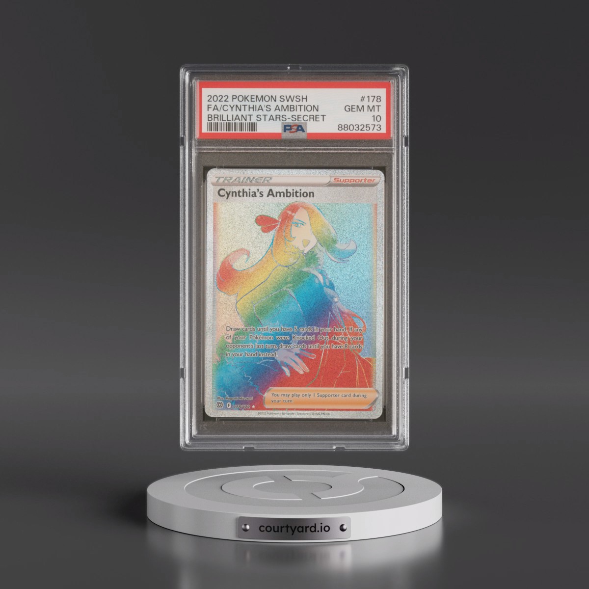 2022 Pokémon Sword & Shield Brilliant Stars #178 Cynthia's Ambition - Full Art Secret (PSA 10 GEM MINT)