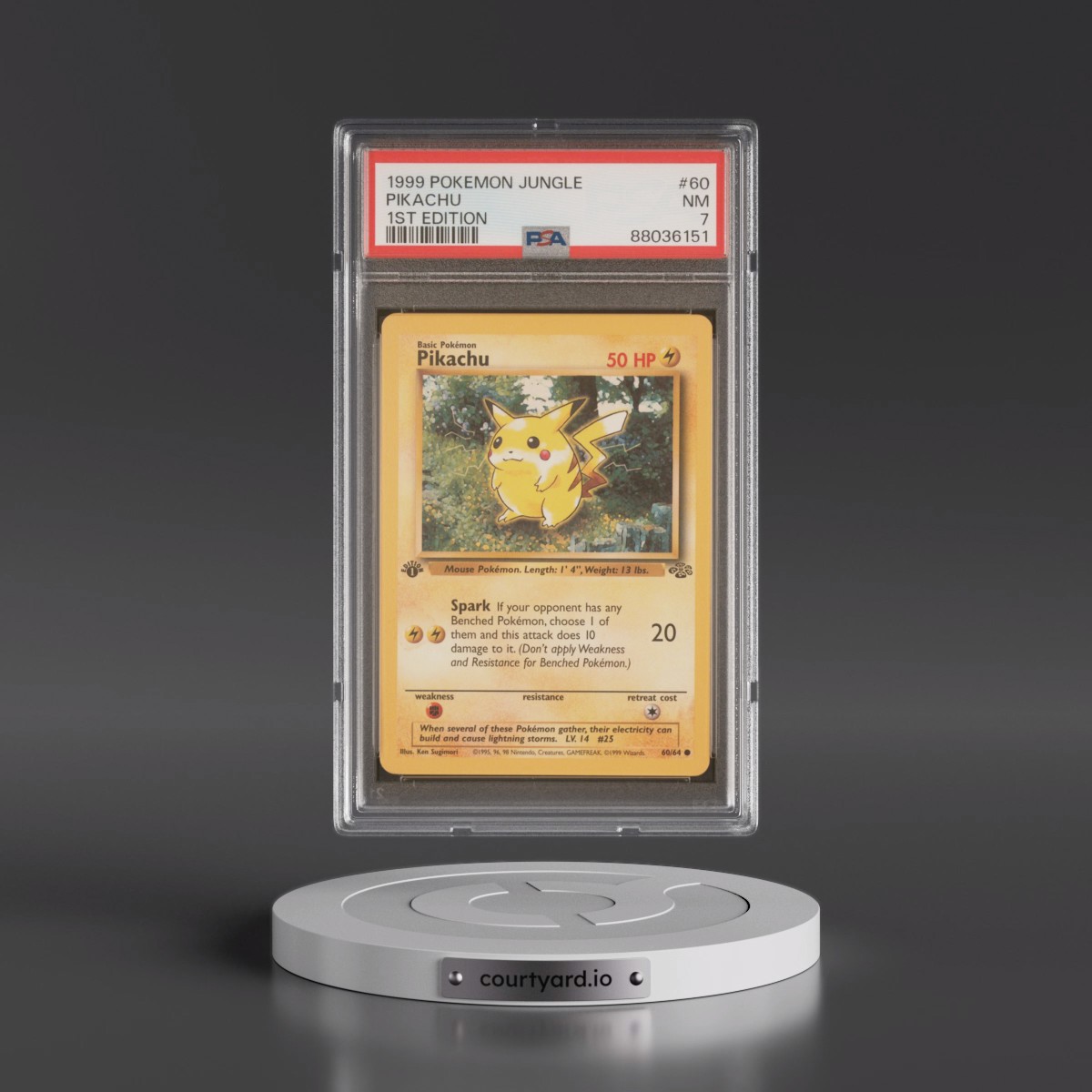 1999 Pokémon Jungle #60 Pikachu - 1st Edition (PSA 7 NM)