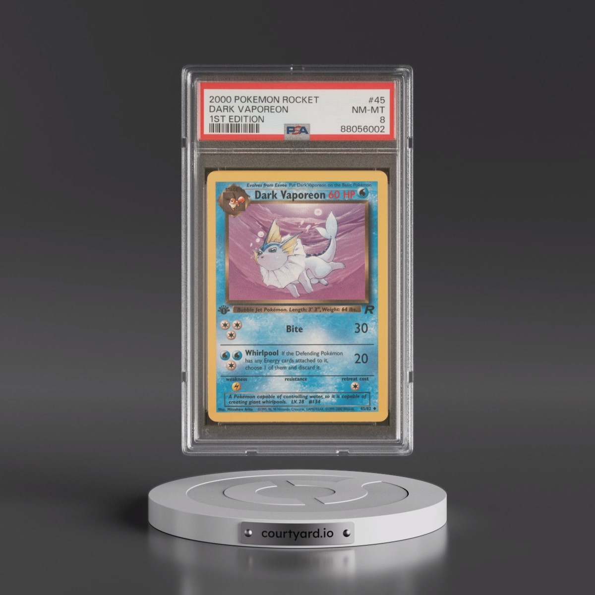 2000 Pokémon Rocket #45 Dark Vaporeon - 1st Edition (PSA 8 NM-MT)