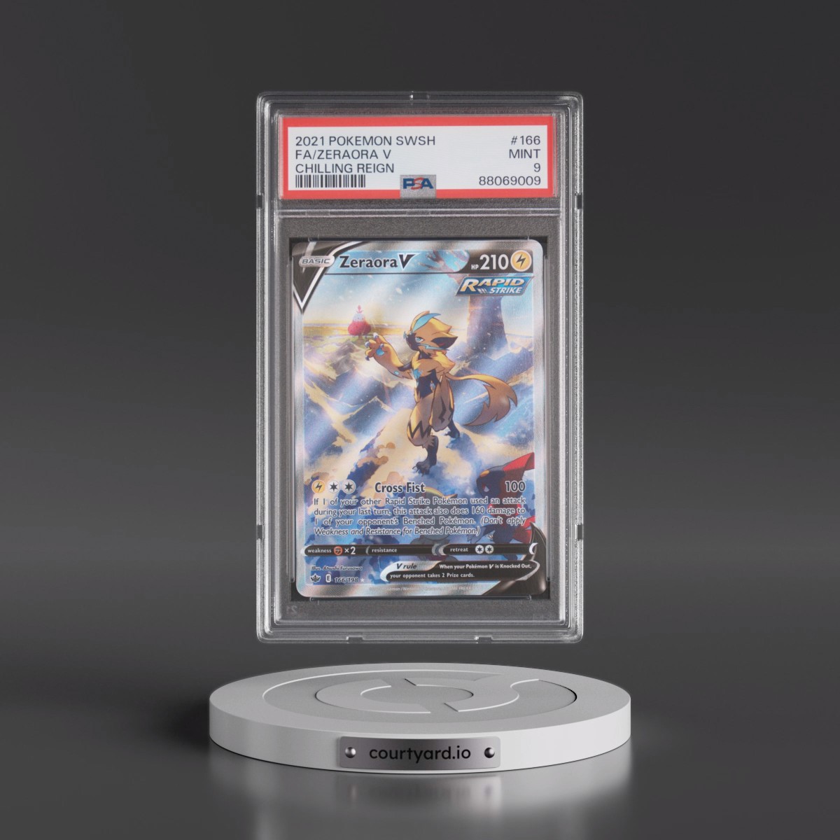 2021 Pokémon Sword & Shield Chilling Reign #166 Zeraora V - Holo Full Art (PSA 9 MINT)
