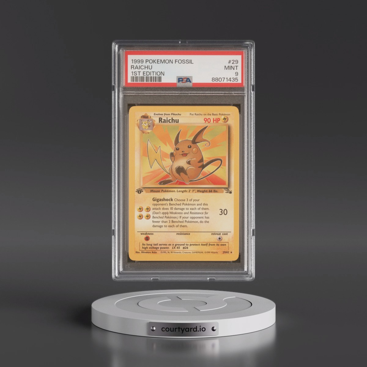 1999 Pokémon Fossil #29 Raichu - 1st Edition (PSA 9 MINT)