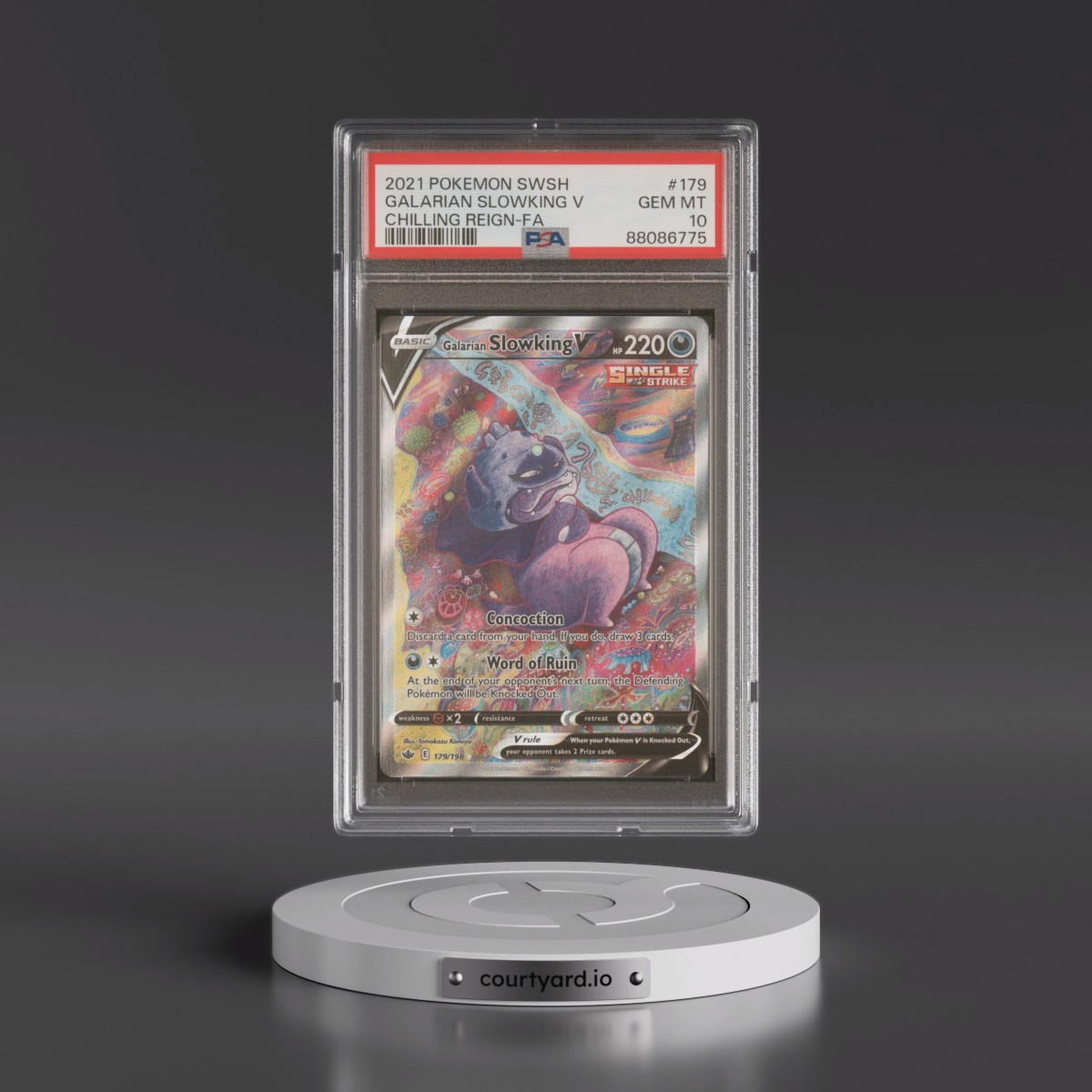 2021 Pokémon Sword & Shield Chilling Reign #179 Galarian Slowking V - Holo Full Art (PSA 10 GEM MINT)